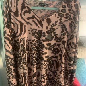 Charlie B Pink Cheetah long sleeve sweater